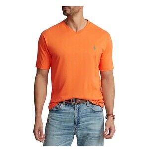 RALPH LAUREN Men's Size X-Large Classic Fit Jersey V-Neck T-Shirt in Orange